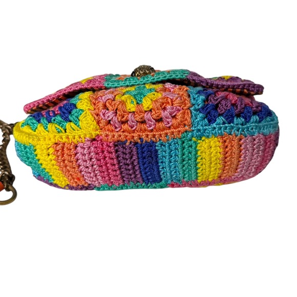 Kurt Geiger London Kensington Crochet Granny Square Colorful with Chain Strap - Picture 3 of 13